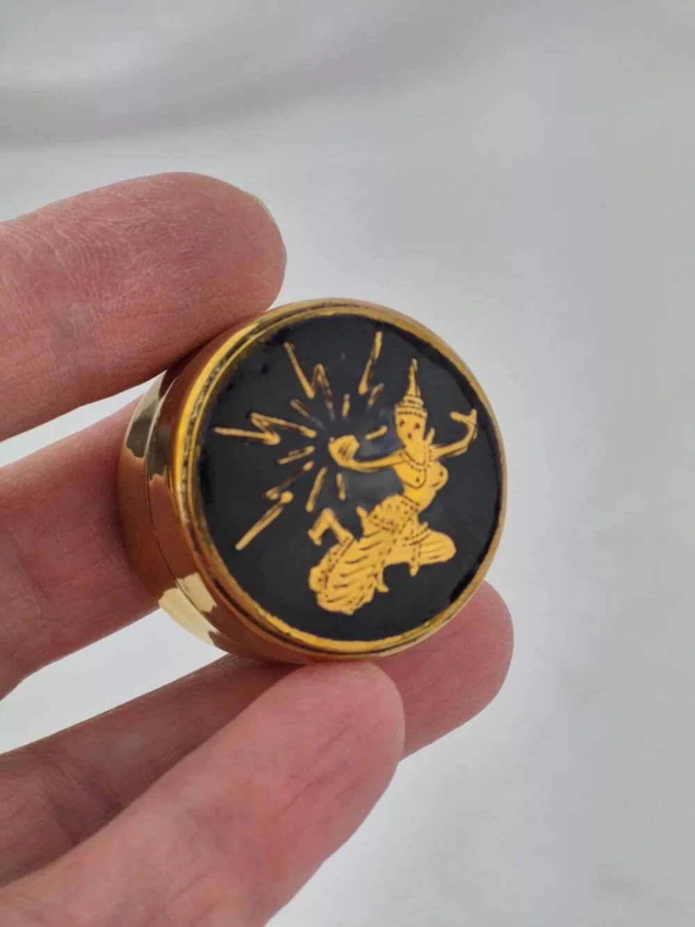 Vintage Brass Thailand Pill Box vintage brass